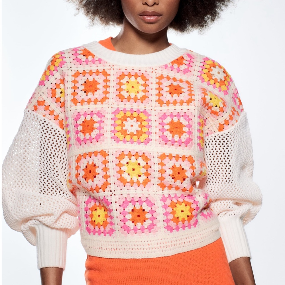 Zara chenille crocheted sweatshirt - gently used